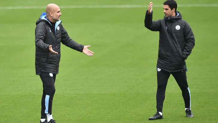 Pep Guardiola and Mikel Arteta when working at Man City